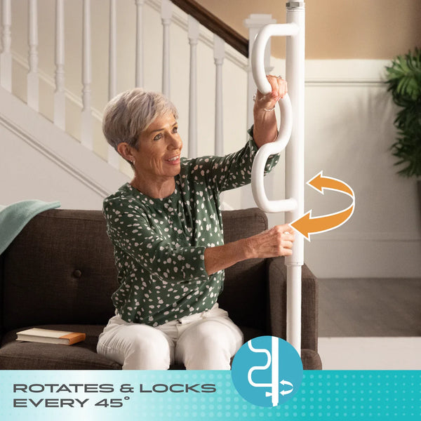 Wonder Pole Plus – Floor-to-Ceiling Safety Support Pole with Rotating Grab Bar for Standing, Sitting & Transfers
