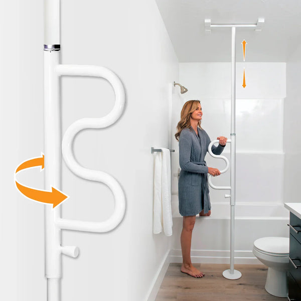 Wonder Pole Plus – Floor-to-Ceiling Safety Support Pole with Rotating Grab Bar for Standing, Sitting & Transfers