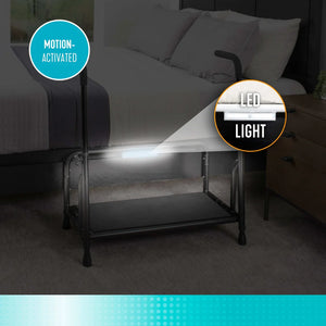 Adjustable Safety Step Stool with Support Handle – Heavy Duty 500 lbs Capacity Bed & Reach Step Platform with Anti-Slip Surface, Motion-Activated LED Light & Storage Pouch