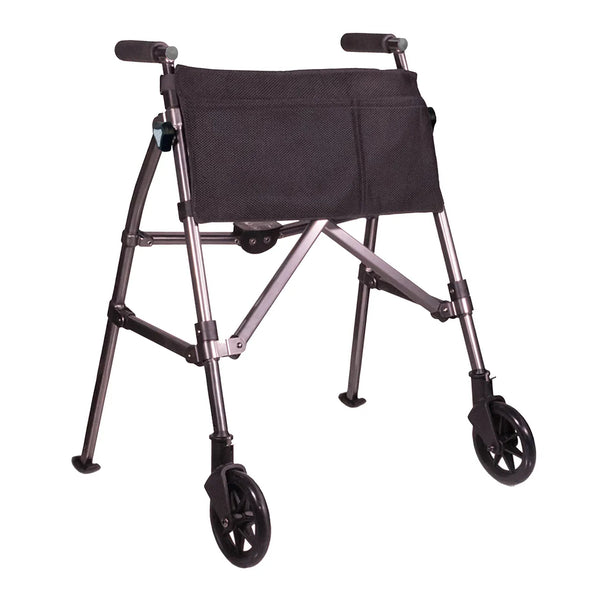 Wonder Walker Plus Lightweight Folding Rollator Walker for Seniors – Ultra Compact 4-Fold Design, 6” Swivel Wheels, 300 lbs Capacity, Dual Height Adjustable Sizes, Includes Storage Basket