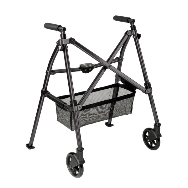 Wonder Walker Plus Lightweight Folding Rollator Walker for Seniors – Ultra Compact 4-Fold Design, 6” Swivel Wheels, 300 lbs Capacity, Dual Height Adjustable Sizes, Includes Storage Basket