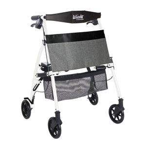 Wonder Rollator Ultra Compact Folding Walker with Seat & Backrest, Dual Size Adjustable Mobility Rollator with 6” Wheels, Locking Brakes, Storage Basket & Pouch, Supports 250 lbs