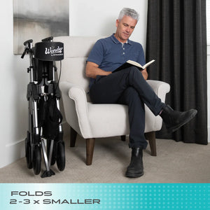 Wonder Rollator HD Heavy Duty Bariatric Walker with Seat, Foldable Mobility Aid, 450 lb Capacity, Adjustable Handles, 8-Inch Wheels, Storage Basket & Organizer Pouch