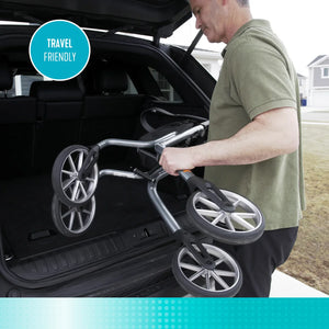Let's Move Lightweight Aluminum Rollator Walker with Seat – 350 lbs Capacity, 8” Wheels, Adjustable Handles (30.5”–36.5”), Foldable Mobility Walker with Storage Bag, Fully Assembled
