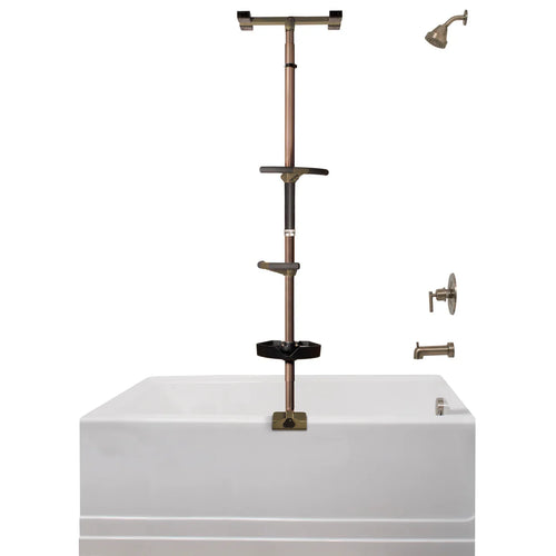 Wonder Bathtub Pole Premium – Floor-to-Ceiling Adjustable Bath Safety Grab Bar with Shower Caddy, Tension-Mounted Support Pole for Seniors & Mobility Assistance (7’–10’ Ceilings)