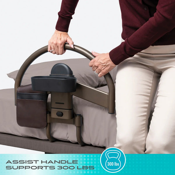 Wonder Click Bed Handle Premium – Detachable Safety Bed Rail with Storage Pouch & Cup Holder for Easy Bed Transfers