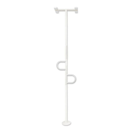 Double Handle Floor-to-Ceiling Grab Bar – Adjustable Safety Support Pole for Elderly & Mobility Assistance, Tension Mounted Stand Assist Rail, No-Drill Installation, 300 lbs Capacity
