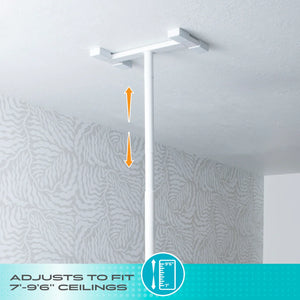 Double Handle Floor-to-Ceiling Grab Bar – Adjustable Safety Support Pole for Elderly & Mobility Assistance, Tension Mounted Stand Assist Rail, No-Drill Installation, 300 lbs Capacity