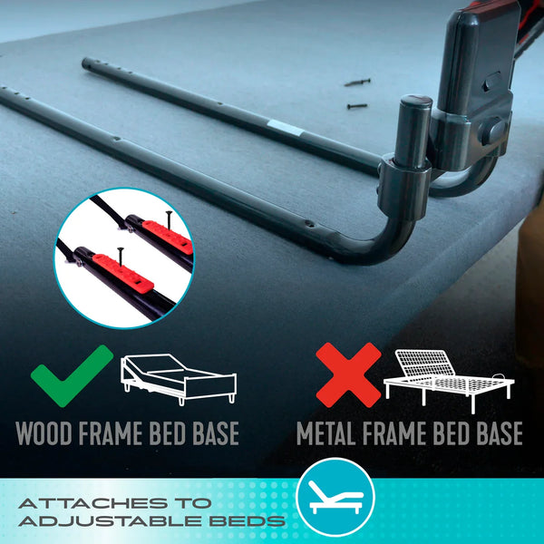 Click-N-Go Bed Handle – Adjustable Bed Safety Rail with Ergonomic Support Handle, Quick-Release Design, Heavy-Duty Steel Frame, Fall Prevention Assist Rail for Traditional & Adjustable Beds