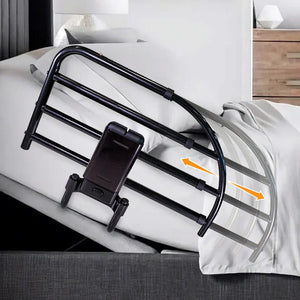 Click-N-Go Extendable Bed Rail – Adjustable Safety Bed Guard with Support Handle, Fall Prevention Protection, Easy Click Release System, Steel Frame for Traditional & Adjustable Beds
